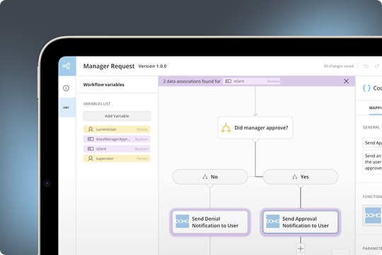 Laptop screen displaying the Domo app.